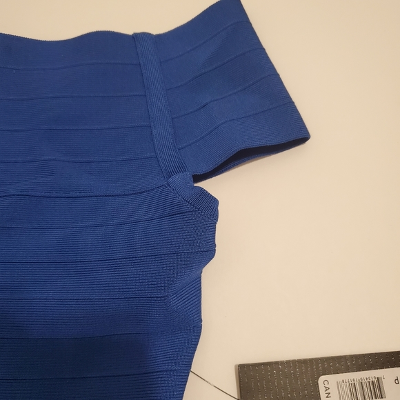 Marciano Guess Blue off-the-Shoulder Bandage Bodycon Dress - Size XXS, 00 - Picture 7 of 8